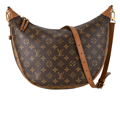 Hobo Loop Crossbody, &pound;1,400, Handbags, Brown, Canvas, Front view